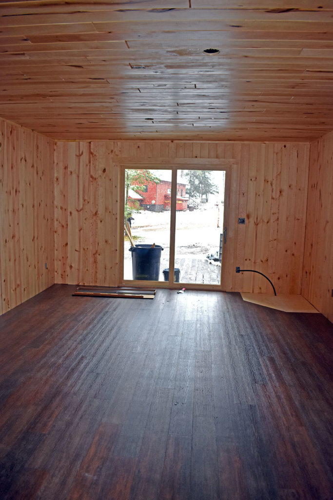 Looking out the new sliding glass doors on Cabin 14.